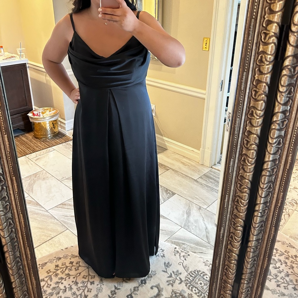 REVELRY black satin size 14 bridesmaids dress (fits size 10+)